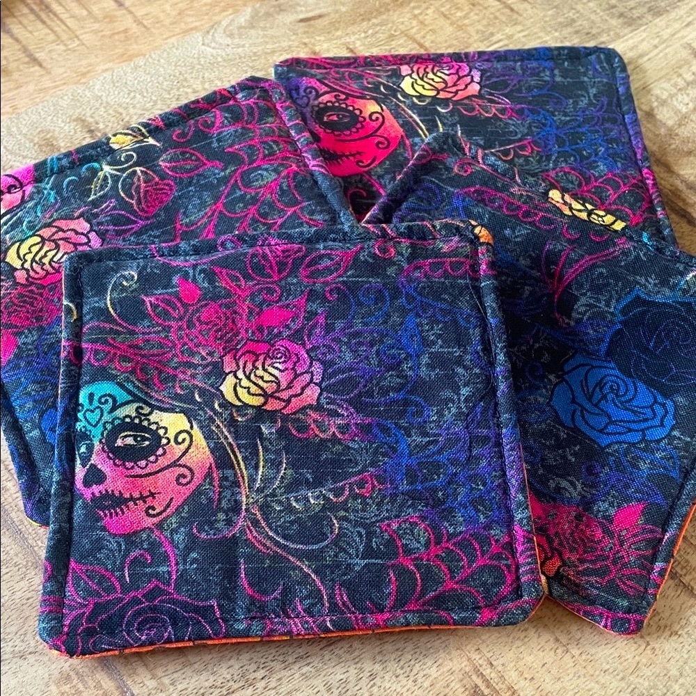 Handmade Sugar Skull Set of 4 Coasters!